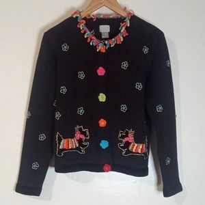 Vintage berek Y2K black Scottish dog sweater (BMW)